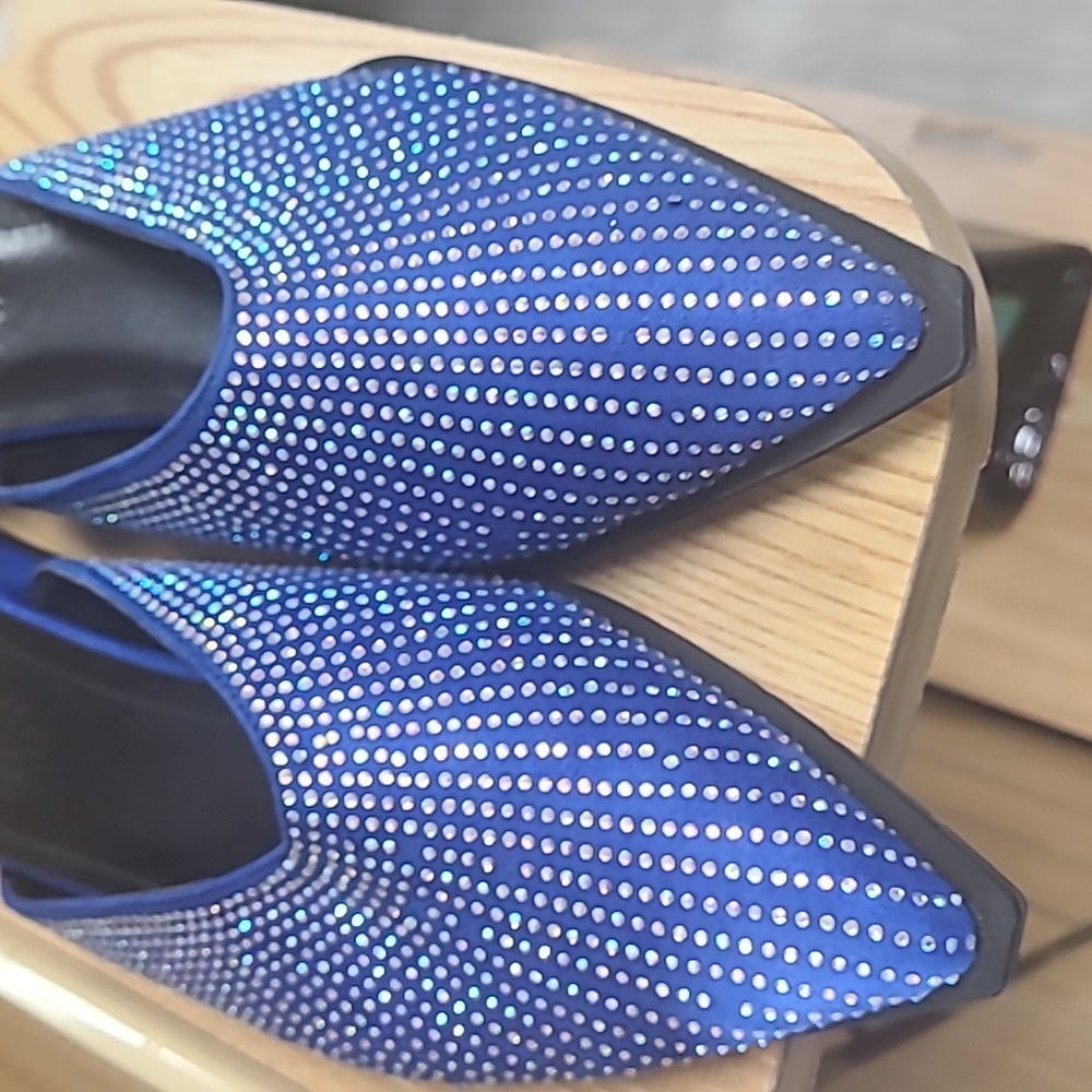 Dazzling Blue Rhinestone Women's Mules